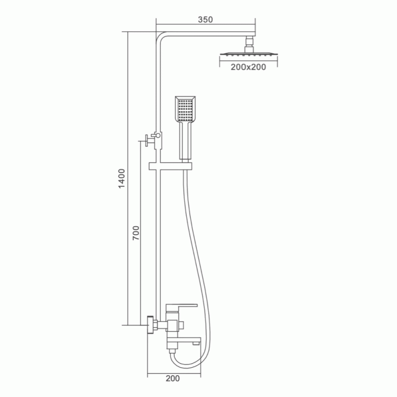 Душевая система Frap F2421, поворотный излив - переключатель на лейку, 1 режим, нержавеющая сталь