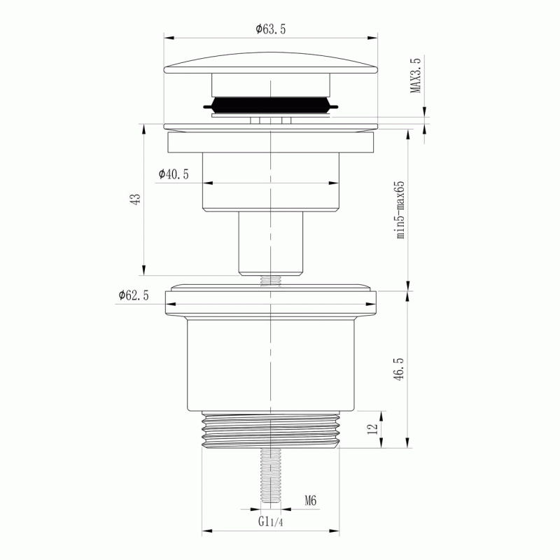 Донний клапан Frap F62, автомат, 1 1/4", хром