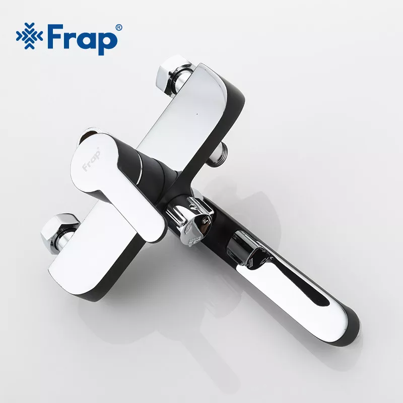Душевая система Frap F2442, поворотный излив - переключатель на лейку, 3 режима, черный/хром