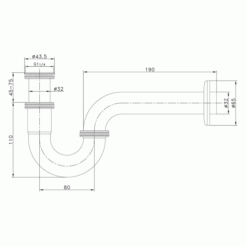 Сифон для раковины WEZER WSR-102S под донный клапан