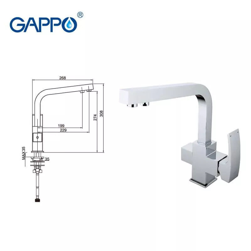 Смеситель для кухни на две воды GAPPO G4307