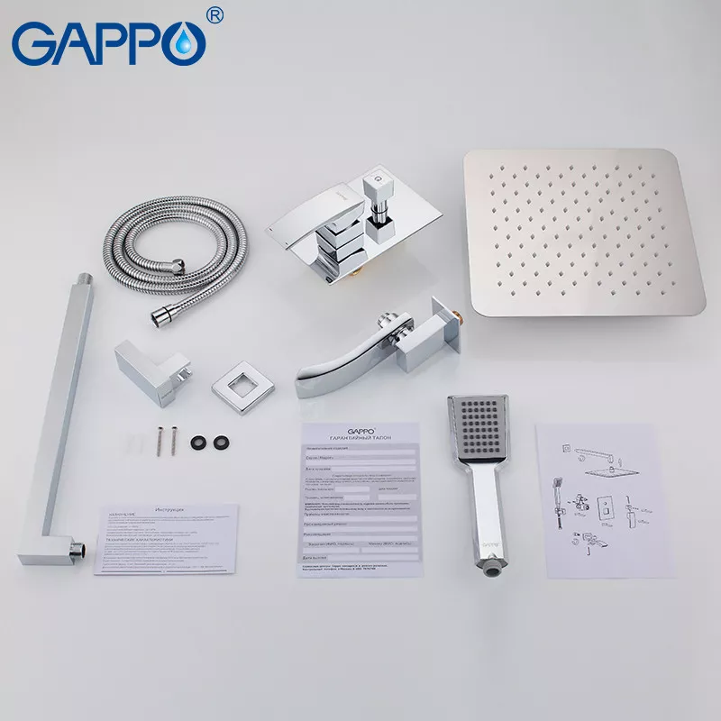 Встраиваемая душевая система GAPPO G7107, излив - переключатель на лейку, 3-функции, хром
