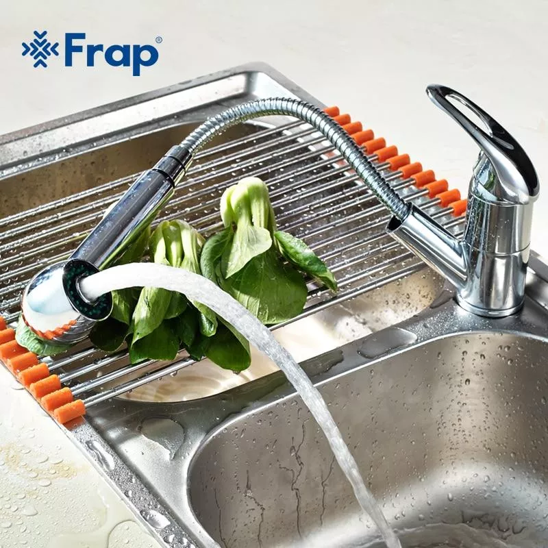 Смеситель для кухни Frap F6003 с выдвижным изливом, хром.