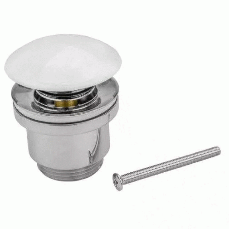 Донный клапан Frap F62-8, автомат, с белой керамической крышкой, 1 1/4", белый