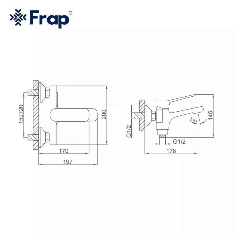 Смеситель для ванны Frap F3261, хром