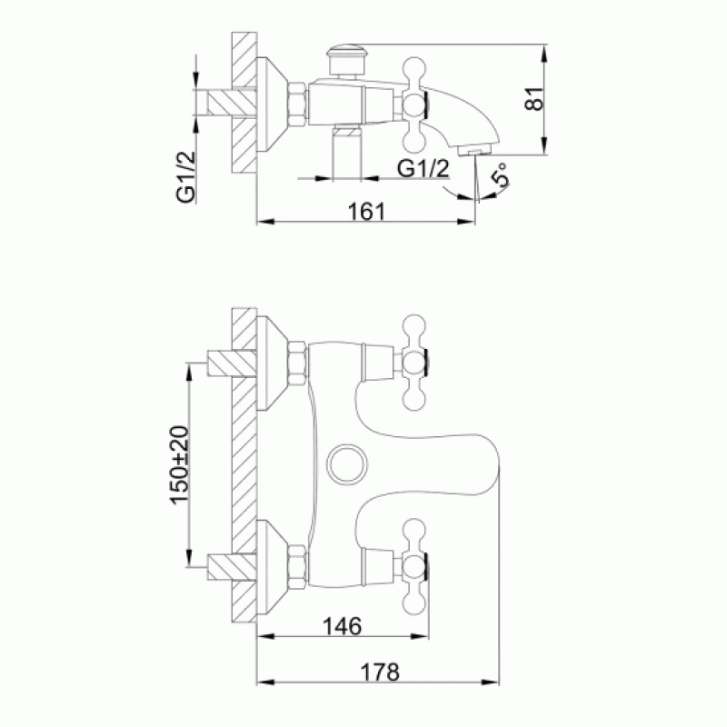 Смеситель для ванны Frap F3019-4, бронза