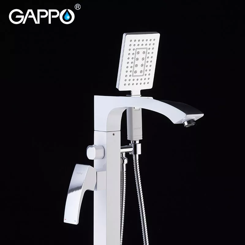 Смеситель для напольной ванны GAPPO G3007-8, белый/хром
