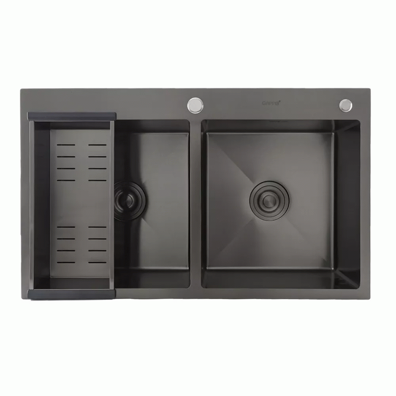 Кухонна мийка GAPPO GS8350-6 накладна 830x500 мм, нержавіюча сталь, поверхня PVD