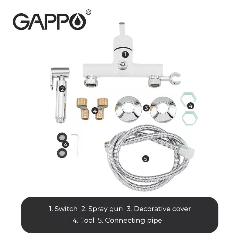 Смеситель с гигиенической лейкой GAPPO G2003-8, белый/хром
