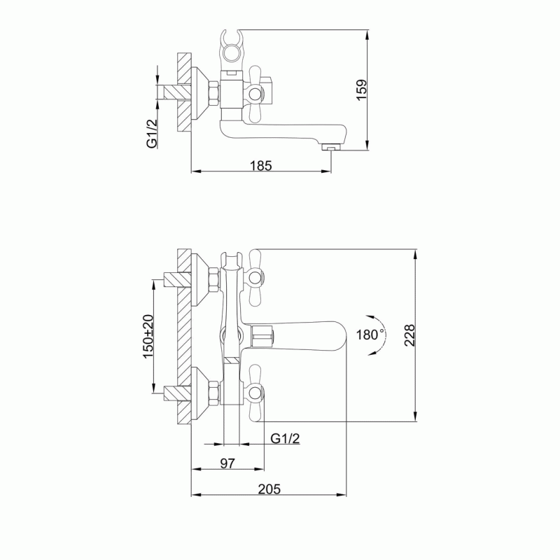 Змішувач для ванни Frap F3025, хром