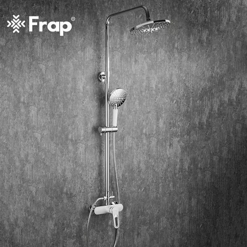 Душевая система Frap F2449-20, переключатель на лейку, 3 режима, белый/хром