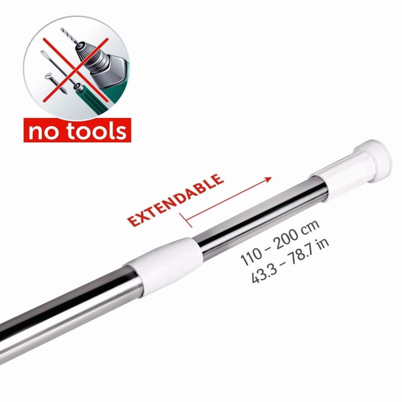 Штанга телескопическая Frap F8903, нержавеющая сталь, 140-260 см