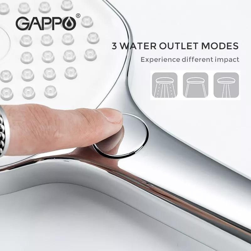 Ручной душ GAPPO G001, 3-режим, белый/хром