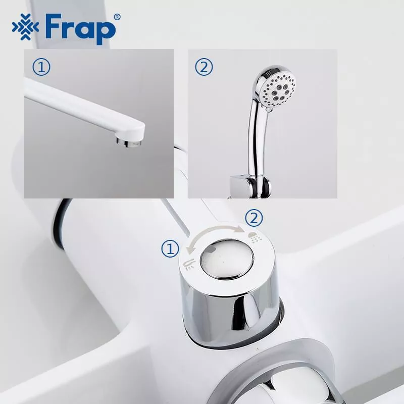 Смеситель для ванны Frap F2241, белый/хром