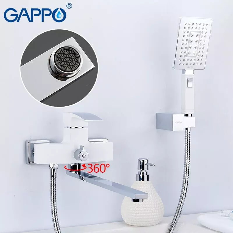 Змішувач для ванни GAPPO G2207-7, білий/хром
