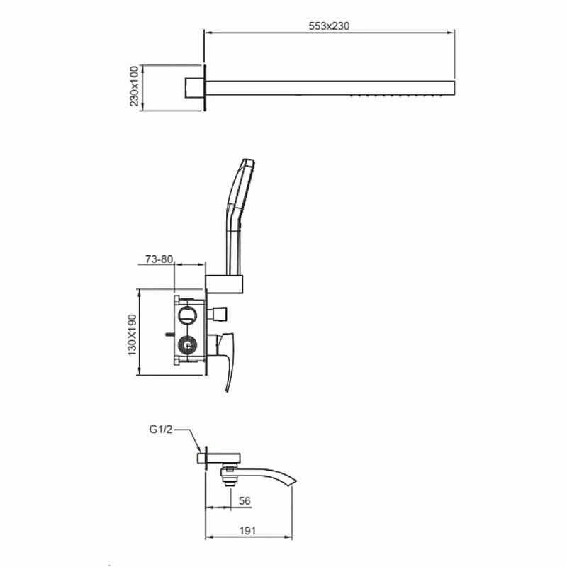 Душевая система GAPPO G7107-79 серый