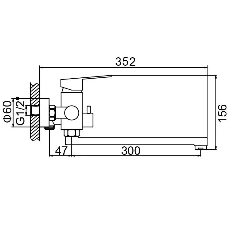 Смеситель для ванны WEZER EKO7A-01-BLACK, нержавеющая сталь, черный