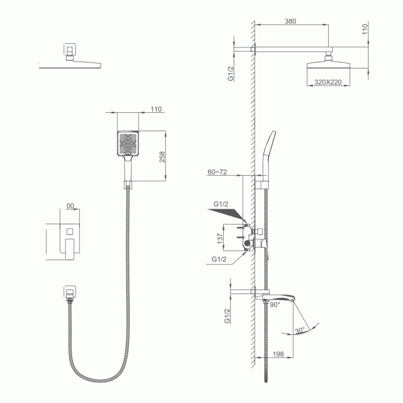  Душевая система скрытого монтажа Frap F7176-3 Золото
