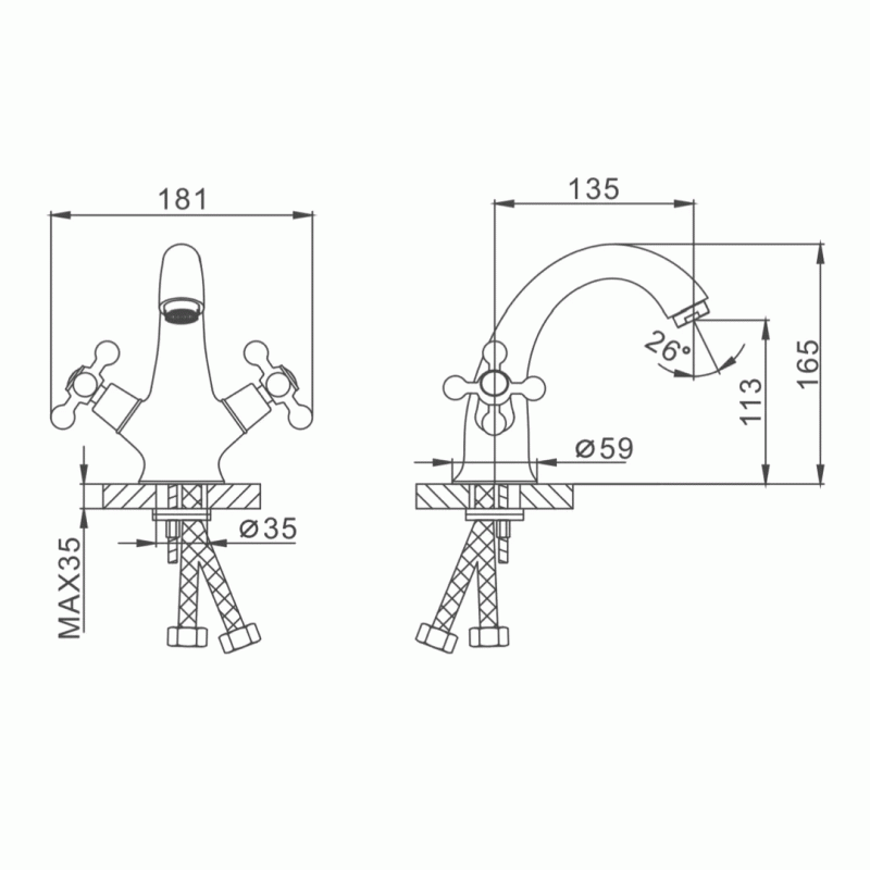 Змішувач для умивальника Frap F1019-4, бронза