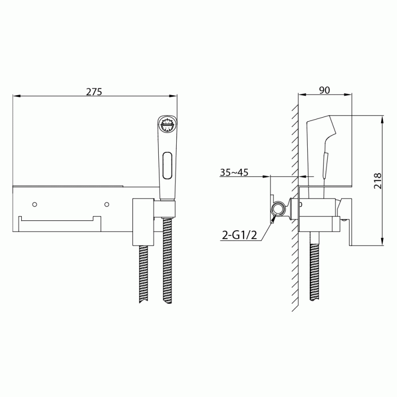  Смеситель для гигиенического душа FRAP F2076-9 скрытого монтажа графит латунь