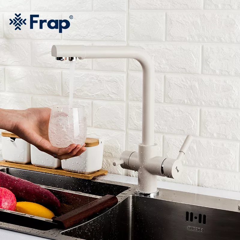 Смеситель для кухни Frap F4352-24 на две воды, белый.