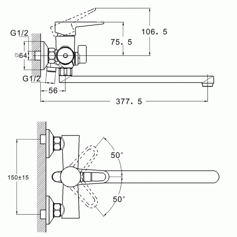 Смеситель для ванной WEZER PUD7-B045-WHITE