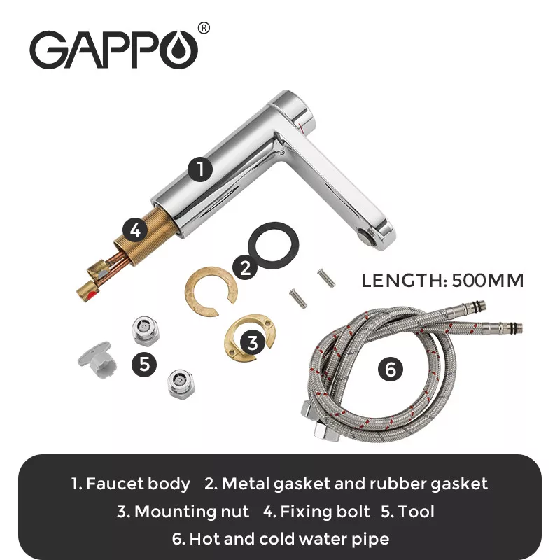 Смеситель для умывальника GAPPO G1095-1, хром