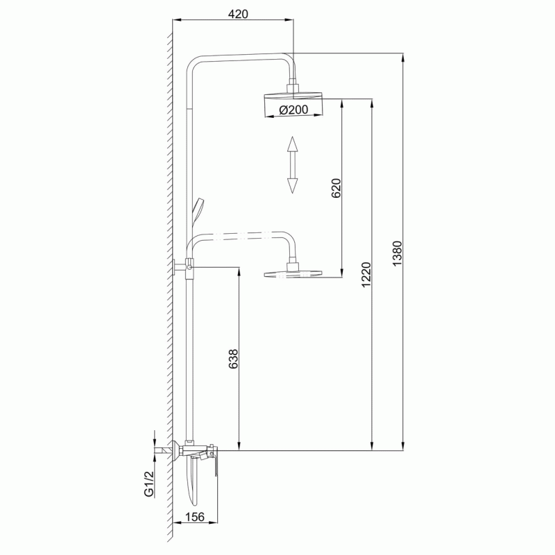 Душевая система Frap F2431, поворотный излив, лейка, белый/хром