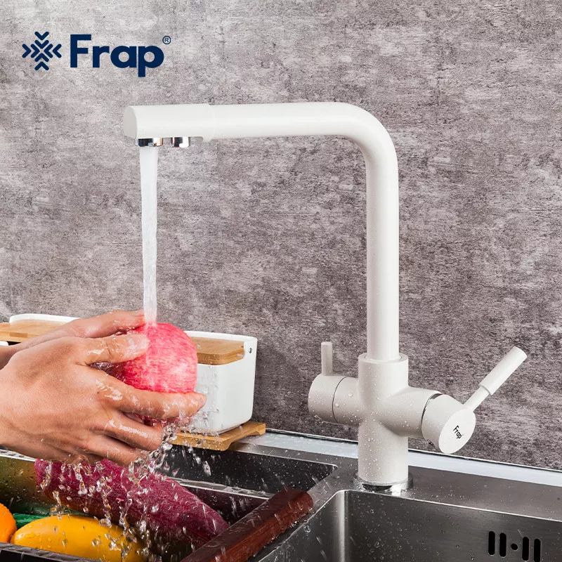 Смеситель для кухни Frap F4352-24 на две воды, белый.