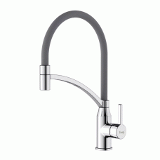 Смеситель для кухни Frap F4552 с гибким изливом, серый/хром