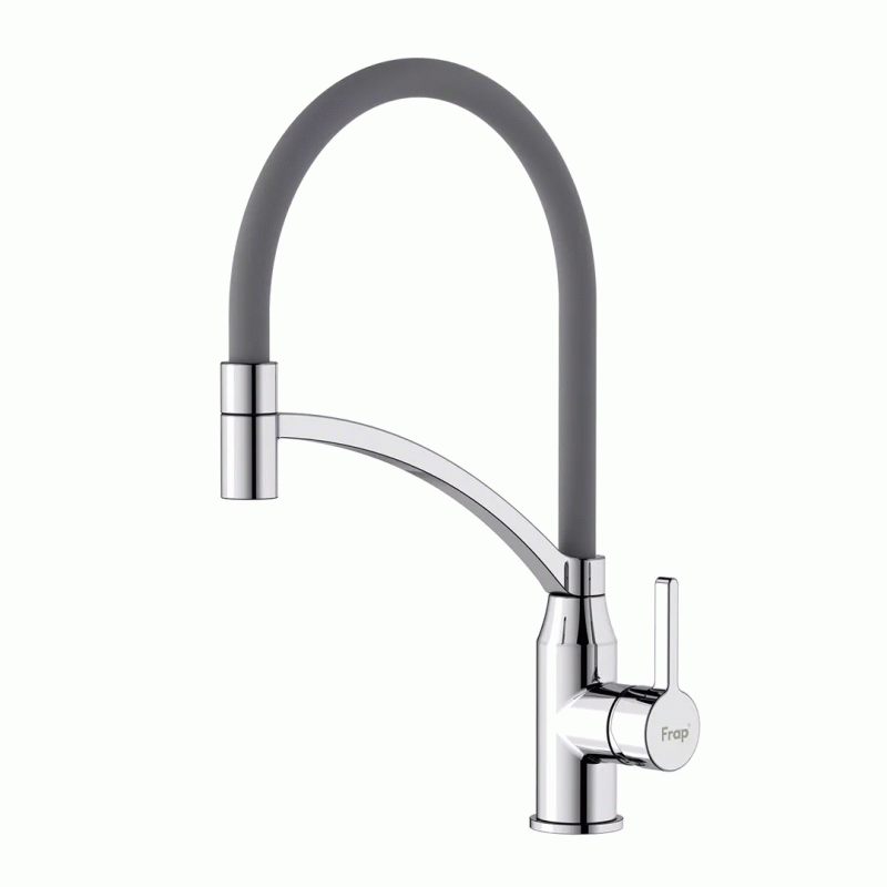 Смеситель для кухни Frap F4552 с гибким изливом, серый/хром