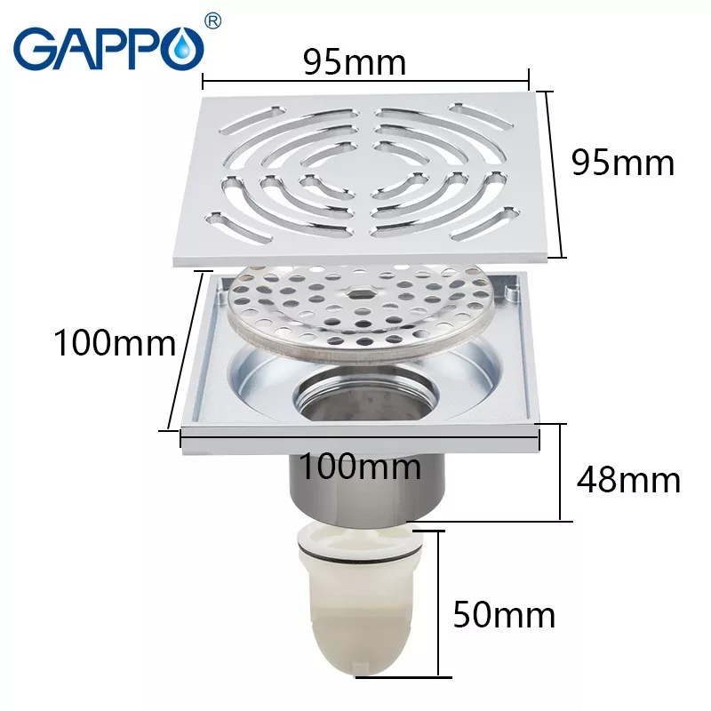 Вертикальный трап GAPPO G81052, латунь, 100х100 мм, хром