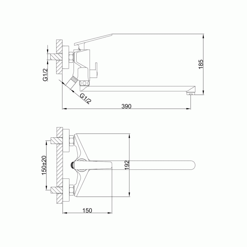 Смеситель для ванны Frap F2257, черный/хром