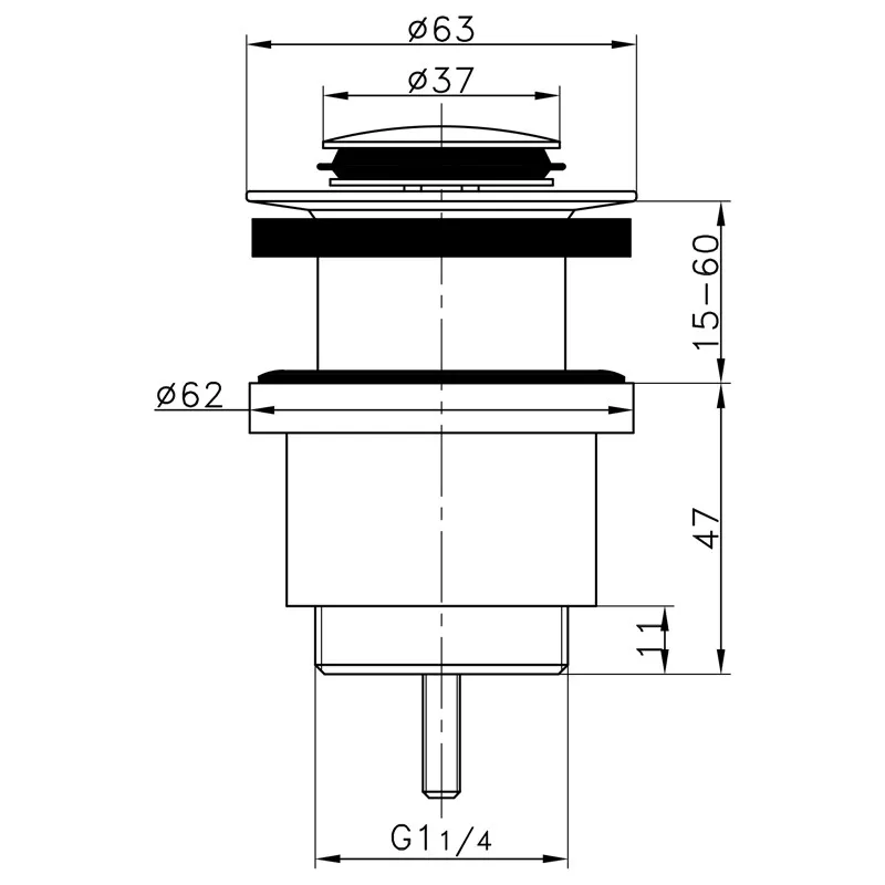 Донний клапан Frap F61, автомат, 1 1/4", хром