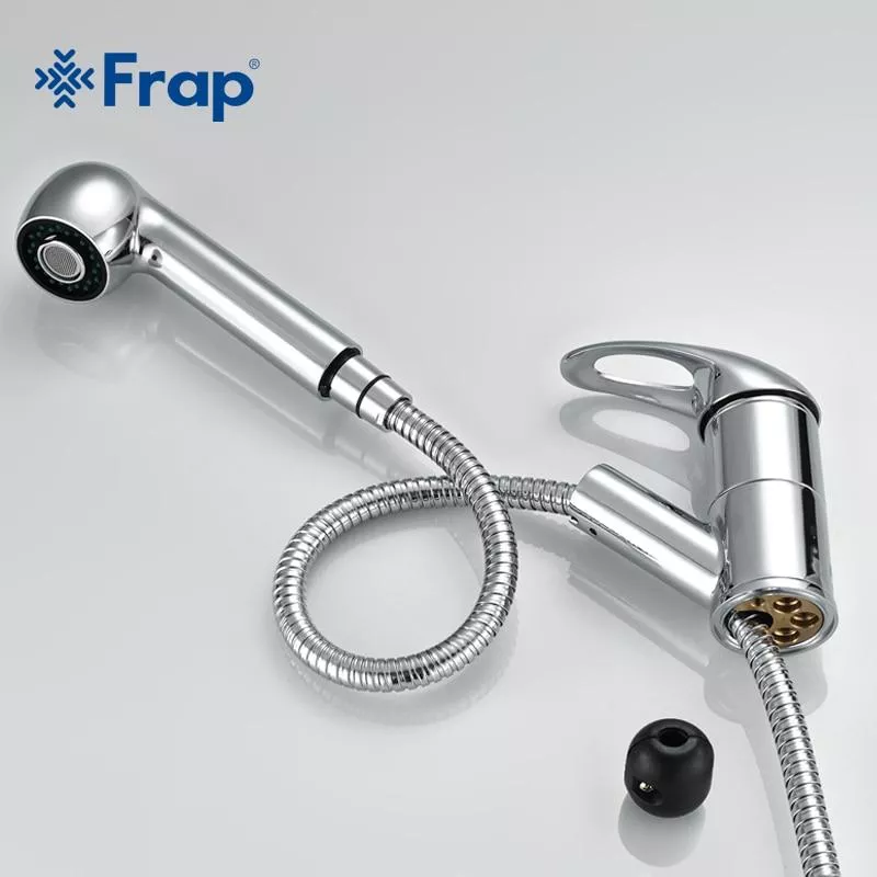 Смеситель для кухни Frap F6003 с выдвижным изливом, хром.