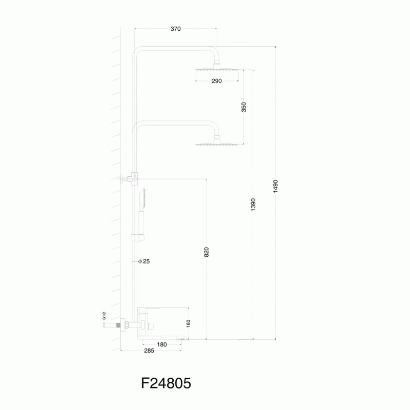 Душевая система Frap F24805, поворотный излив - переключатель на лейку, 1 режим, сатин