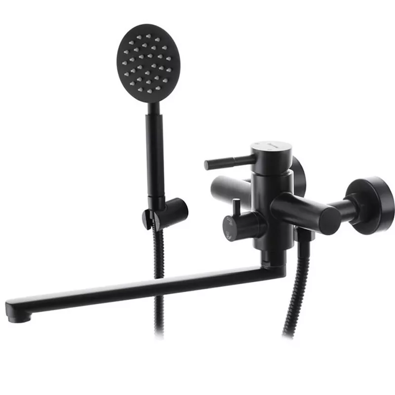 Смеситель для ванны WEZER EKO7A-01-BLACK, нержавеющая сталь, черный
