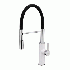 Смеситель для кухни Frap F4452-8 с гибким изливом, 2 режима, бело/черный.