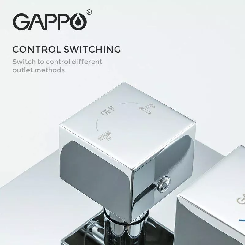 Вбудована душова система GAPPO G7107-40, вилив - перемикач на лійку, 3-функції, хром