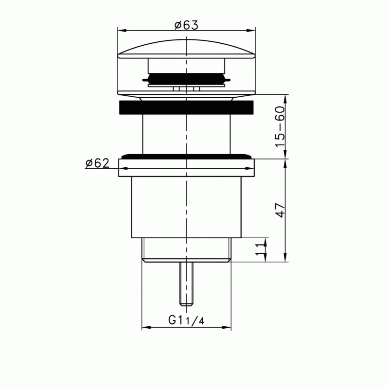 Донний клапан Frap F62-7 натискний, 1 1/4", чорний