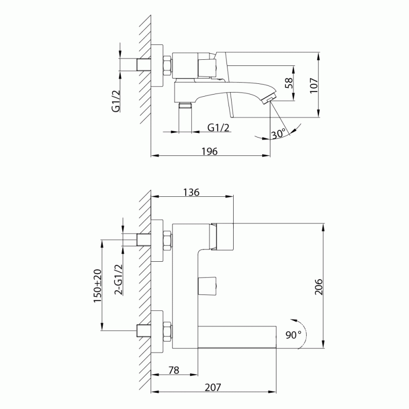  Смеситель для ванны FRAP F3276-9 вооруженная сталь