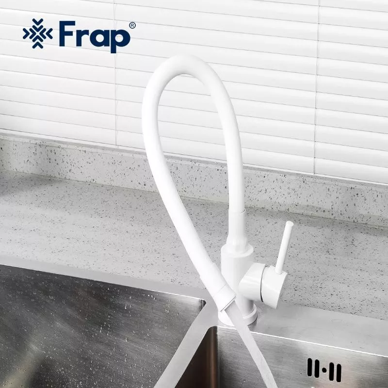 Смеситель для кухни Frap F40994-8 с гибким изливом, белый.