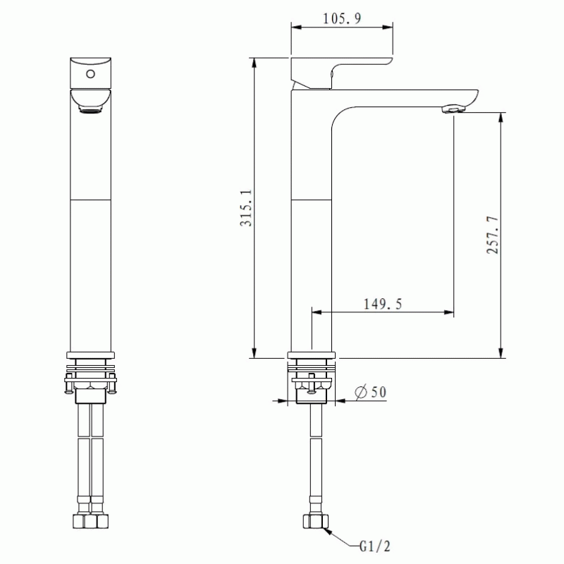 Змішувач для умивальника GAPPO G1048-2, білий/хром