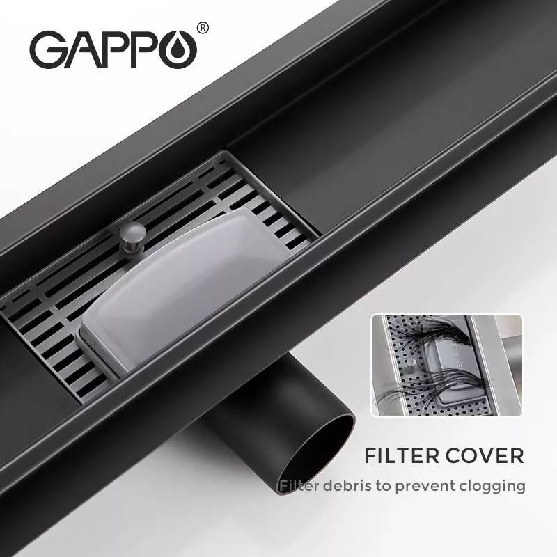 Трап для душа GAPPO G87007-36, 70х700 мм, нержавеющая сталь, черный
