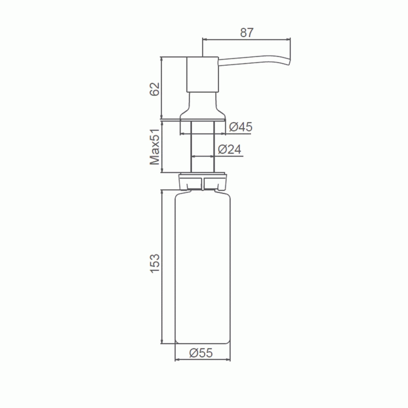 Дозатор рідкого мила вбудований (нерж/пластик) 300мл FRAP F408-5 сатин