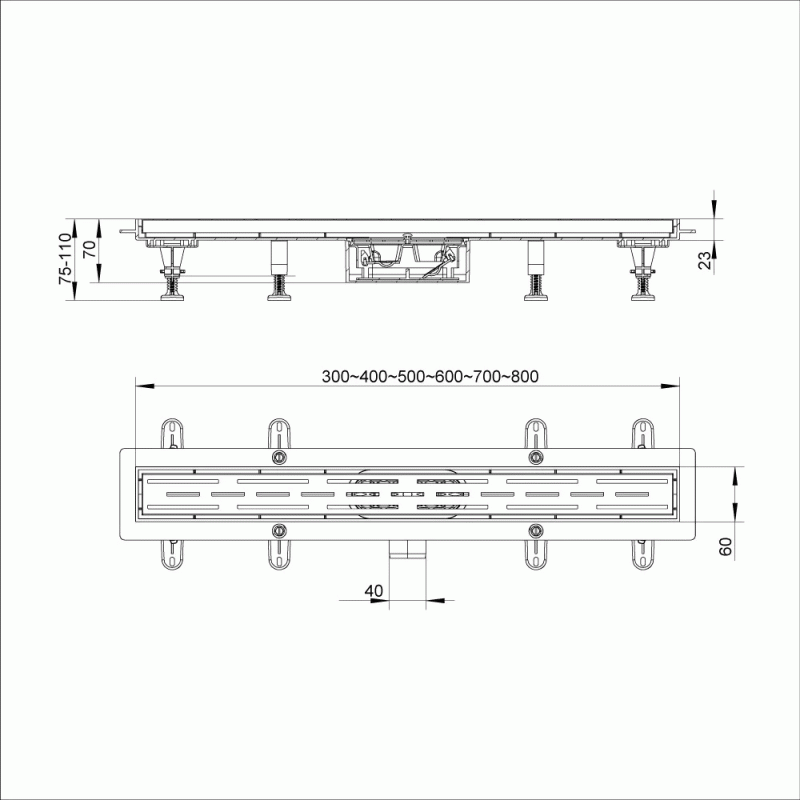 Душовий трап ITAL IT13-FT01/600, 600х70х67мм