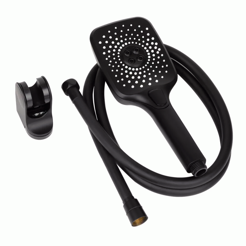 Душевой набор WEZER WKY-537 Black (лейка 3-режимы, шланг, крепление лейки)
