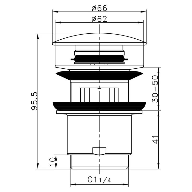 Донный клапан Frap F60, автомат, 1 1/4", хром