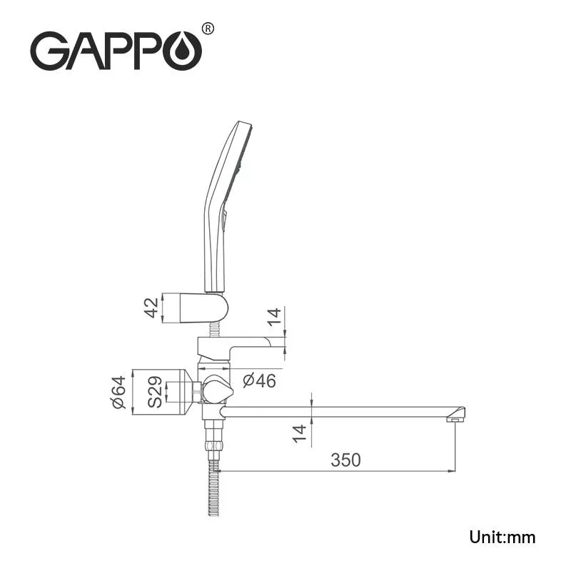Смеситель для ванны GAPPO G2203-8, белый/хром