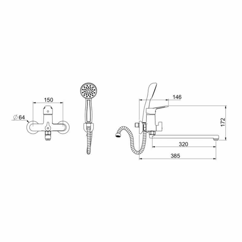 Смеситель для ванны GAPPO G2236, хром